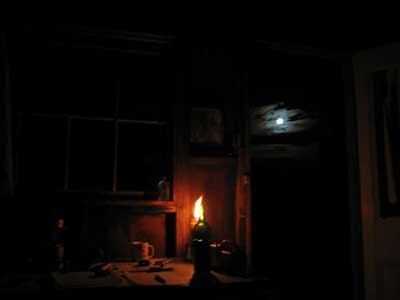 At a friend's shack: moon's up